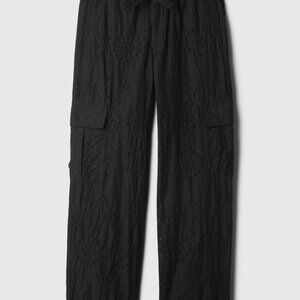 NWOT Black Eyelet Cargo Parachute Pants, Medium, Gap